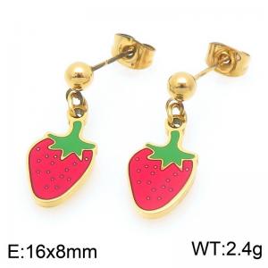 Boho Strawberry Earrings for Women Gold Color Stainless Steel Jewelry - KE119428-Z