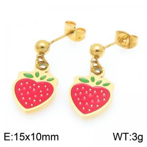 Boho Strawberry Earrings for Women Gold Color Stainless Steel Jewelry - KE119433-Z