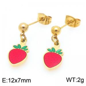 Boho Strawberry Earrings for Women Gold Color Stainless Steel Jewelry - KE119437-Z