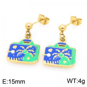 Creative Dangle Earrings For Women Gold Color Stainless Steel Jewelry - KE119441-Z