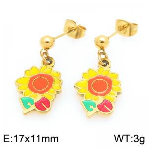 Creative Dangle Earrings For Women Gold Color Stainless Steel Jewelry - KE119444-Z