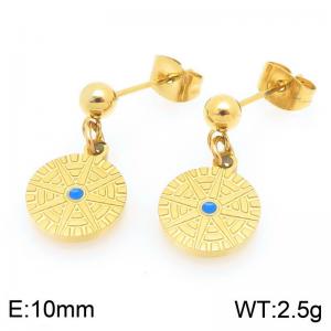 Creative Round Charms Dangle Earrings For Women Gold Color Stainless Steel Jewelry - KE119445-Z