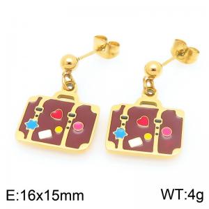 Creative Dangle Earrings For Women Gold Color Stainless Steel Jewelry - KE119446-Z