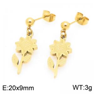 Creative Flower Dangle Earrings For Women Gold Color Stainless Steel Jewelry - KE119447-Z