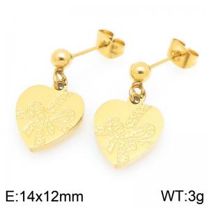Creative Love Dangle Earrings For Women Gold Color Stainless Steel Jewelry - KE119452-Z