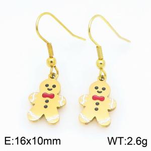 Stainless steel Christmas Gingerbread Dripping Oil earrings for ladies as Jewelry Gifts - KE121292-Z