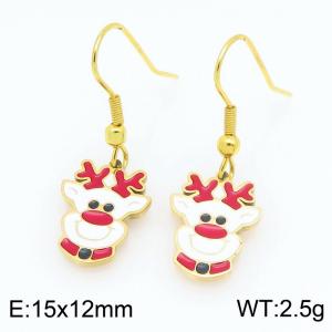Stainless steel Christmas cute animals Dripping Oil earrings for ladies as Jewelry Gifts - KE121294-Z