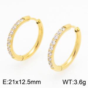 Stainless Steel Stone&Crystal Earring - KE122513-WM