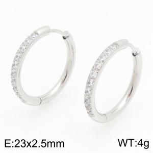 Stainless Steel Stone&Crystal Earring - KE122516-WM