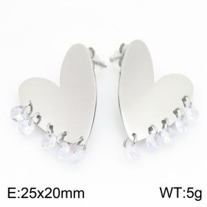 Stainless Steel Stone&Crystal Earring - KE122534-WM