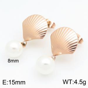 Stainless steel jewelry scallop shaped earrings - KE122916-KFC