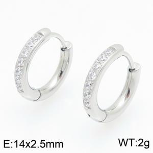 Stainless Steel Stone&Crystal Earring - KE123377-GC