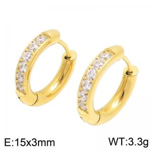 Stainless Steel Stone&Crystal Earring - KE123401-GC