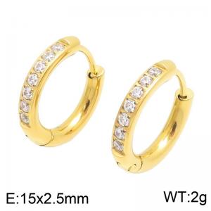 Stainless Steel Stone&Crystal Earring - KE123402-GC