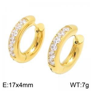 Stainless Steel Stone&Crystal Earring - KE123403-GC