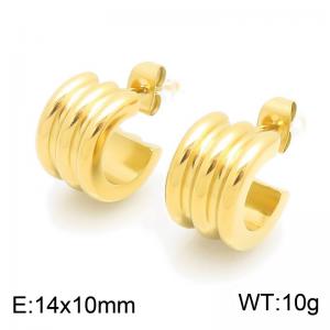 Triple Layer Chunky C Hoop Earrings for Women, Polished Stainless Steel Multi Band Open Huggie Earrings Minimalist Trend Jewelry Gift - KE134694-KFC
