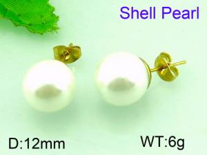 SS Shell Pearl Earrings - KE52452-Z