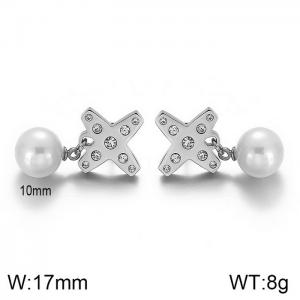 SS Shell Pearl Earrings - KE55380-K