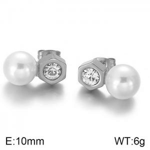 SS Shell Pearl Earrings - KE60717-K