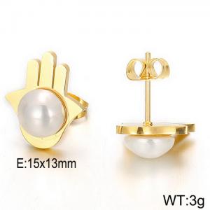 SS Shell Pearl Earrings - KE61714-K