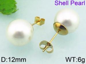 SS Shell Pearl Earrings - KE63312-Z