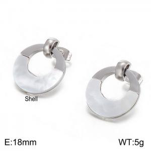 SS Shell Pearl Earrings - KE63549-K