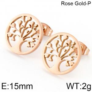 SS Rose Gold-Plating Earring - KE75217-K