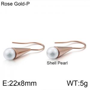 SS Shell Pearl Earrings - KE80931-K