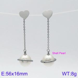 SS Shell Pearl Earrings - KE85776-KFC