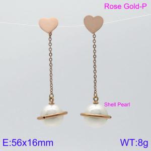 SS Shell Pearl Earrings - KE85777-KFC