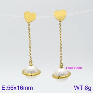 SS Shell Pearl Earrings - KE85778-KFC