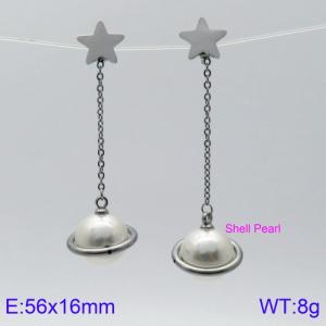 SS Shell Pearl Earrings - KE85780-KFC
