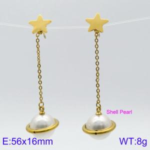 SS Shell Pearl Earrings - KE85781-KFC
