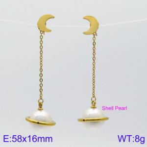 SS Shell Pearl Earrings - KE85782-KFC