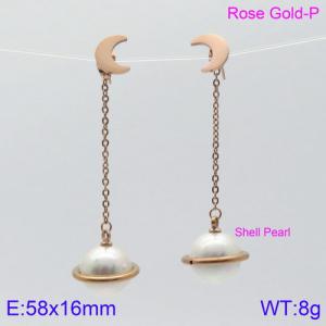 SS Shell Pearl Earrings - KE85783-KFC