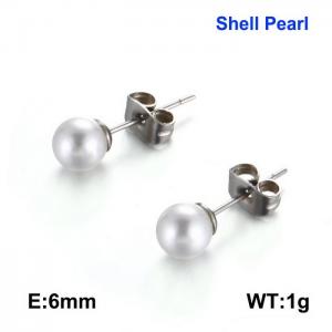 SS Shell Pearl Earrings - KE90926-Z