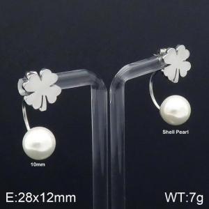 SS Shell Pearl Earrings - KE92517-Z