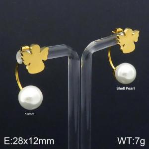 SS Shell Pearl Earrings - KE92521-Z