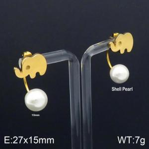 SS Shell Pearl Earrings - KE92529-Z