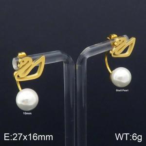 SS Shell Pearl Earrings - KE92536-Z
