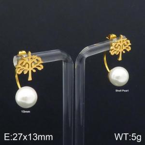 SS Shell Pearl Earrings - KE92537-Z