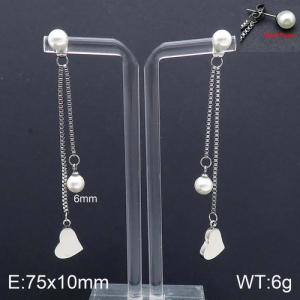 SS Shell Pearl Earrings - KE92737-Z
