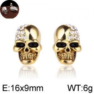 Halloween golden skull Stone&Crystal Earring - KE95285-WGLN