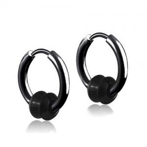 Stainless Steel Black-plating Earring - KE95437-WGLN