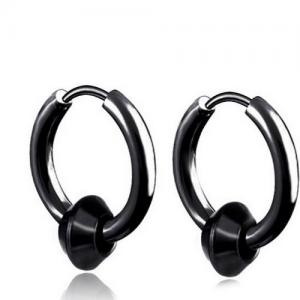 Stainless Steel Black-plating Earring - KE95460-WGLN