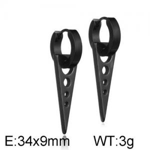 Stainless Steel Black-plating Earring - KE95539-WGLN