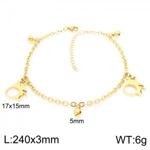 Christmas Gifts 18k Gold Plated Bell Pendants Adjustable Bracelet Stainless Steel Anklet Chain - KJ3176-Z