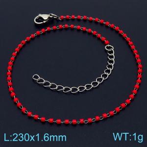 Stainless steel minority creative fashion bohemian red soft pottery foot chain - KJ3454-Z