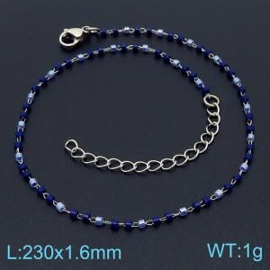 Stainless steel minority creative fashion bohemian light deep blue soft pottery foot chain - KJ3456-Z