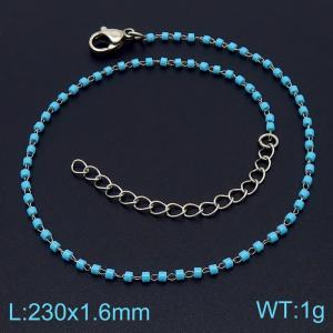 Stainless steel minority creative fashion bohemian light light blue soft pottery foot chain - KJ3457-Z